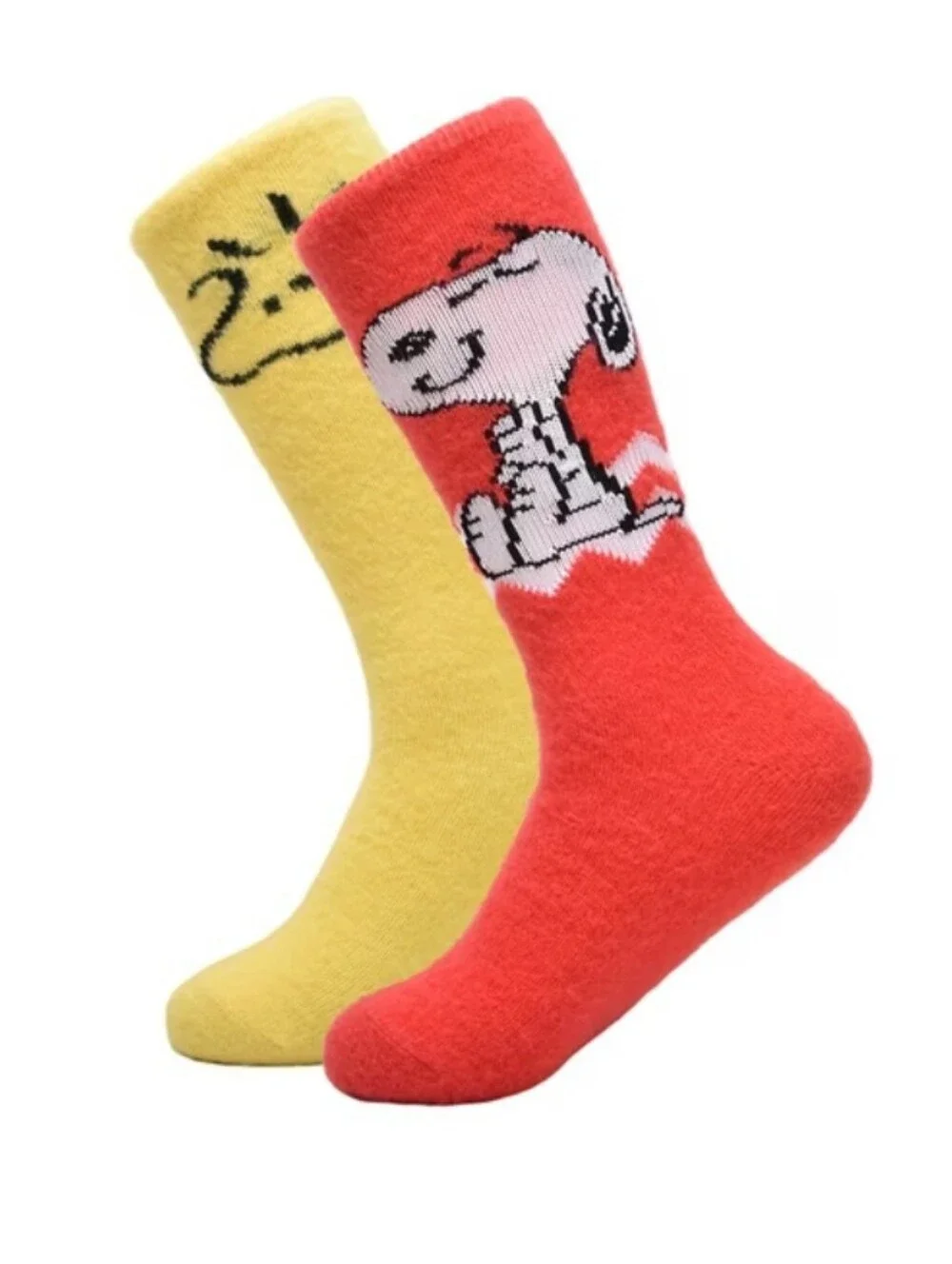 Peanuts Snoopy Woodstock Fuzzy Womens Boots Socks, Shoe Size 4-10 2-Pack New